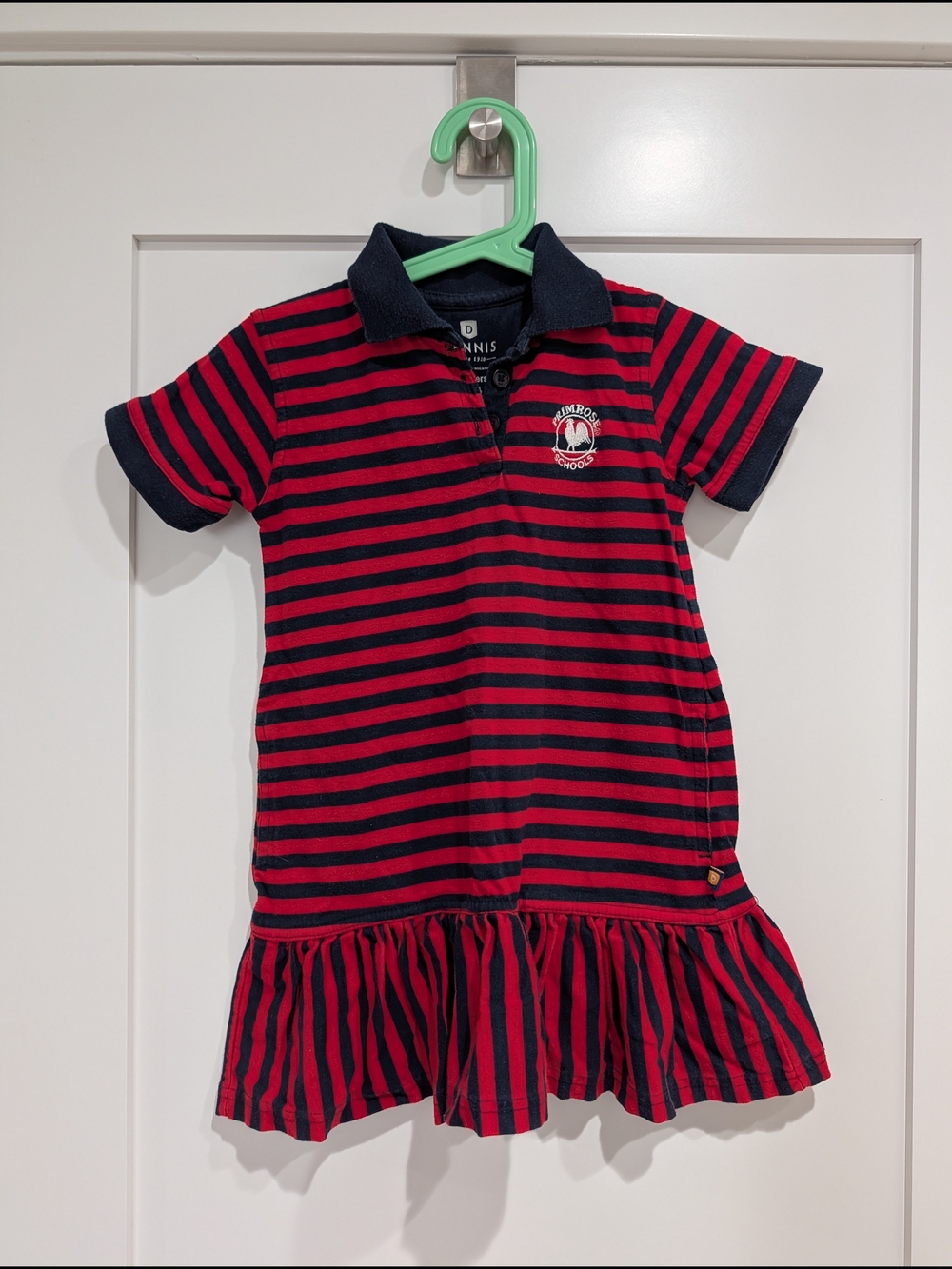 Primrose Uniform - Girls' Striped Polo Dress with Ruffle Hem (Dennis)